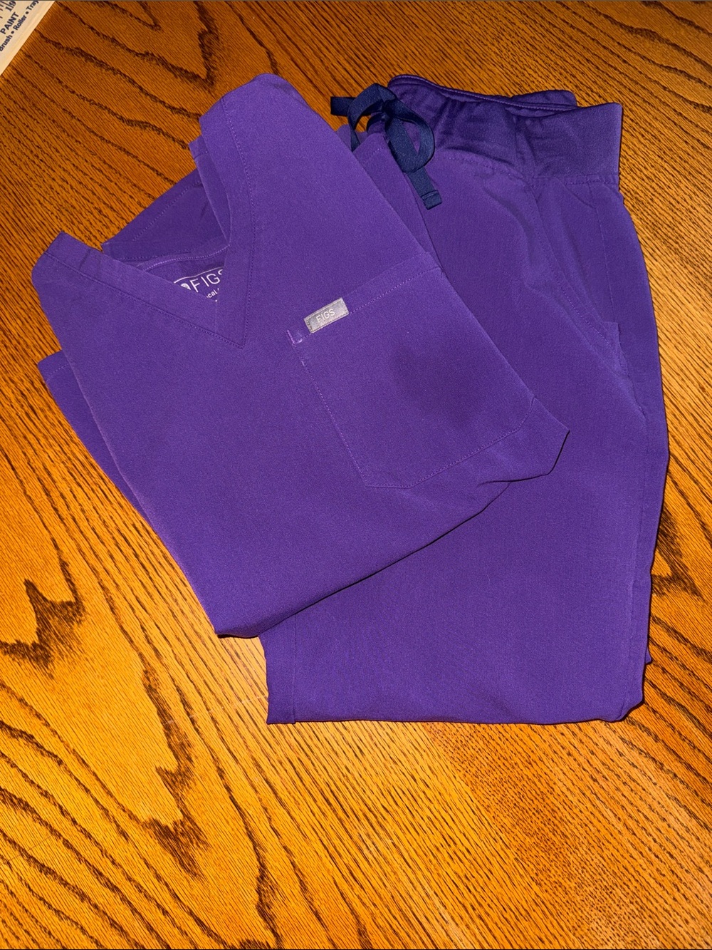 Figs Purple V-Neck Scrub Top and Drawstring joggers